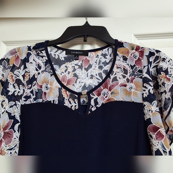 Liz McCoy, Small, Women's Butterfly Ruffled Lace Sleeve Top - Picture 3 of 7